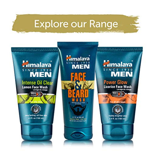 Himalaya Men's Intense Oil Clear Lemon Face Wash, Deep Cleaning Daily Facial Cleanser, 3.38 fluid_ounces